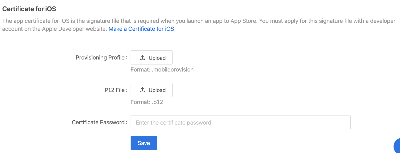 Create Certificates for iOS