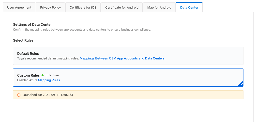Confirm Mappings Between OEM App Accounts and Data Centers