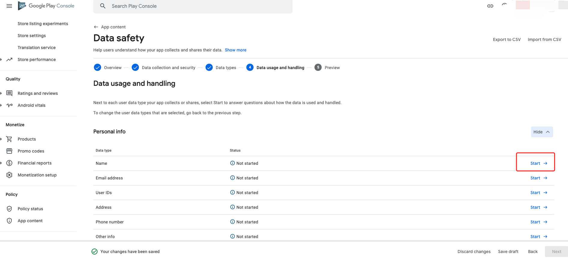Fill in Google Play's Data Safety Form