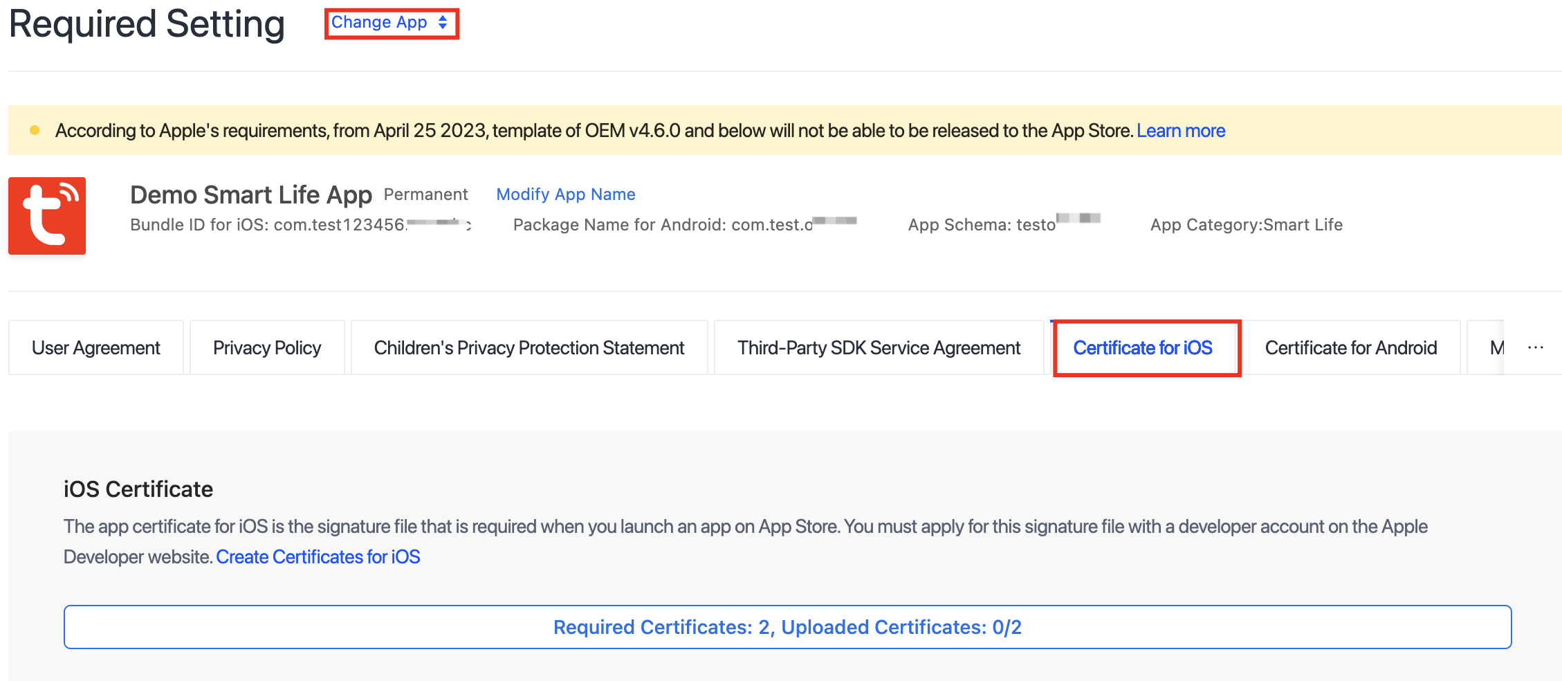 Certificate for iOS