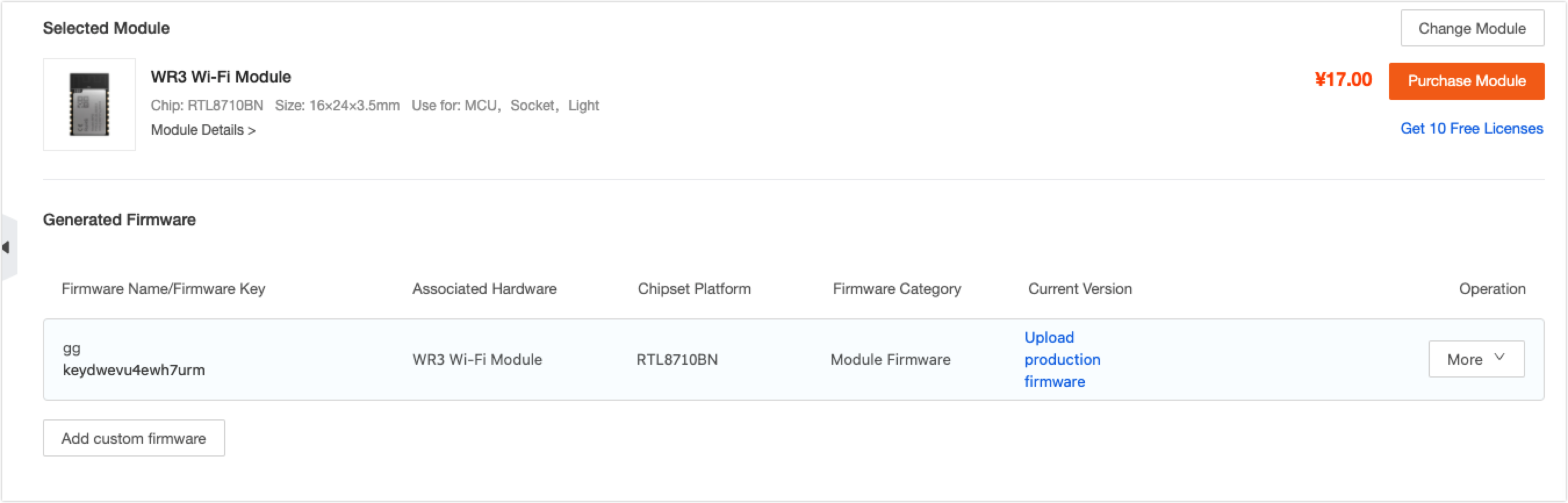 Upload the production firmware